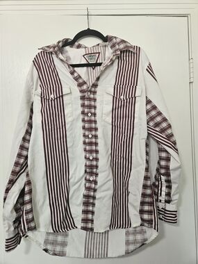Vintage Cowboys Turtle Western Button Up Shirt Large Striped Plaid Patchwork